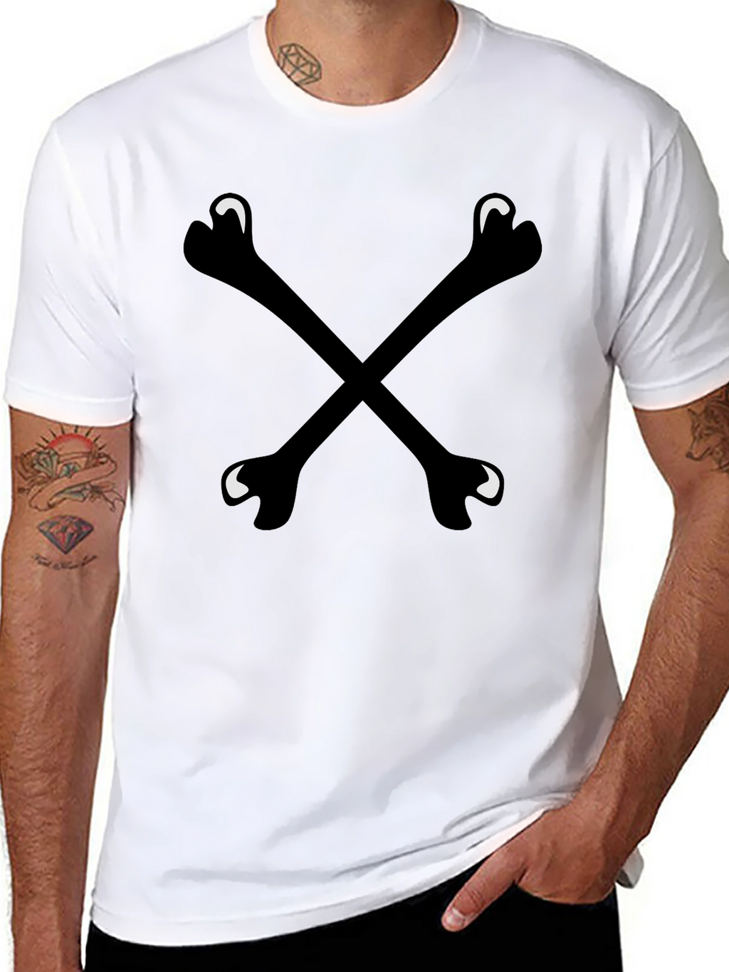Bone Cross T-Shirt - Black Crew Neck Tee