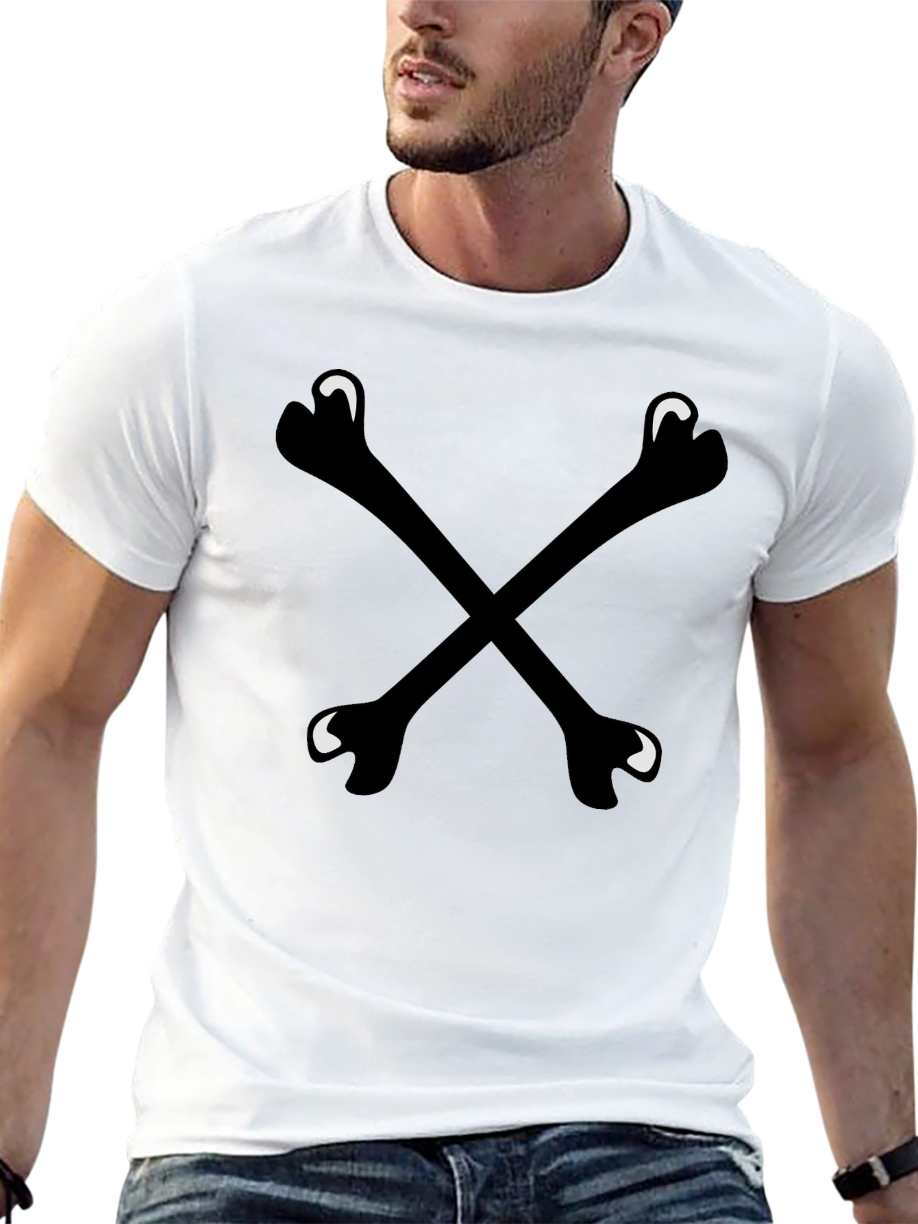 Bone Cross T-Shirt - Black Crew Neck Tee