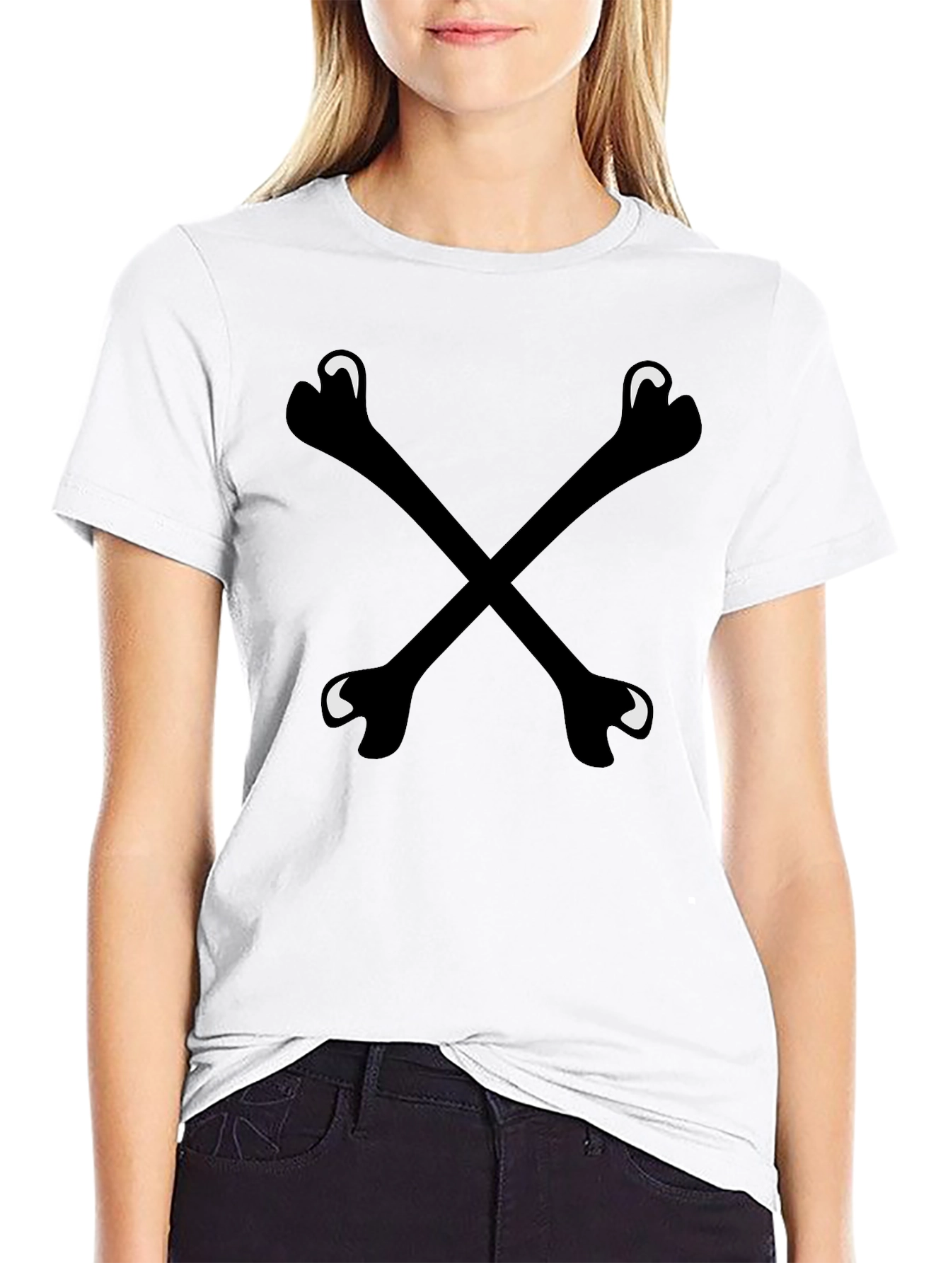 Bone Cross T-Shirt - Black Crew Neck Tee
