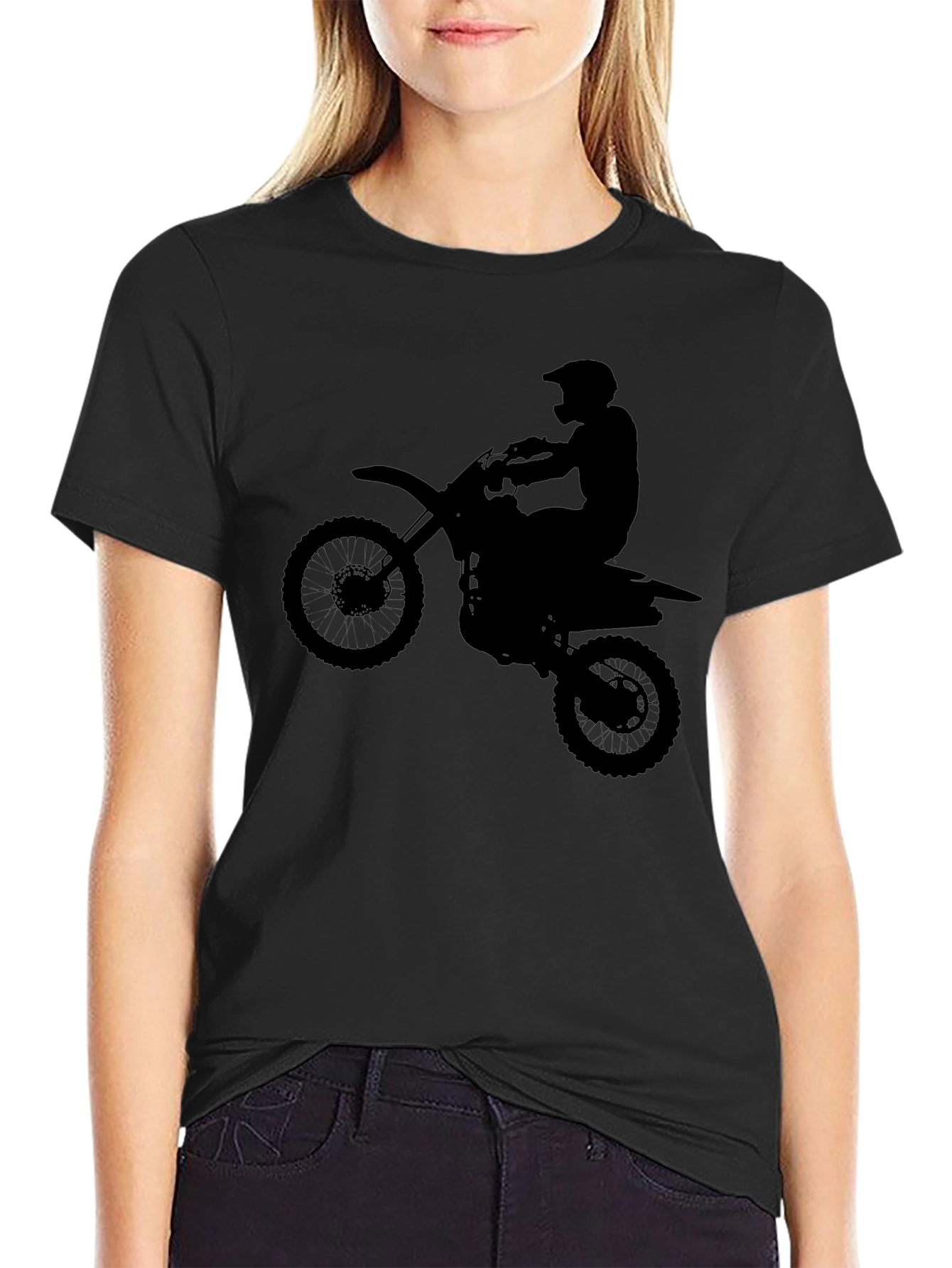 Black Motocross Silhouette Graphic Tee