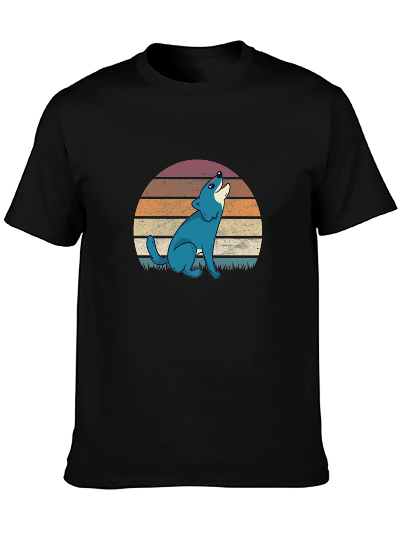 Retro Wolf Graphic T-Shirt - Black Cotton Tee