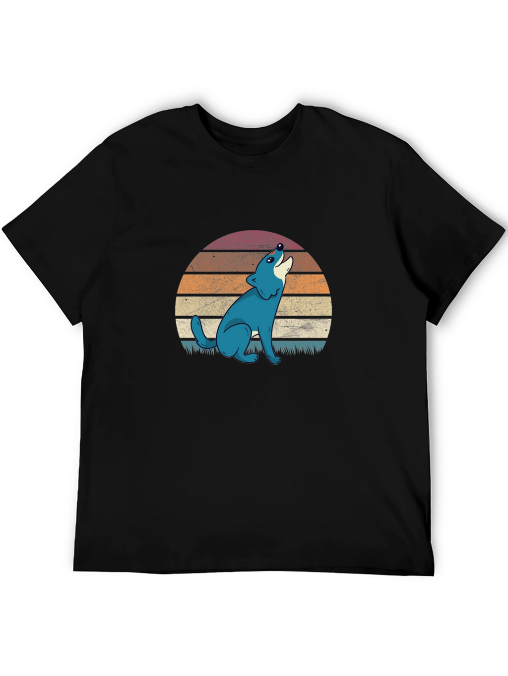 Retro Wolf Graphic T-Shirt - Black Cotton Tee