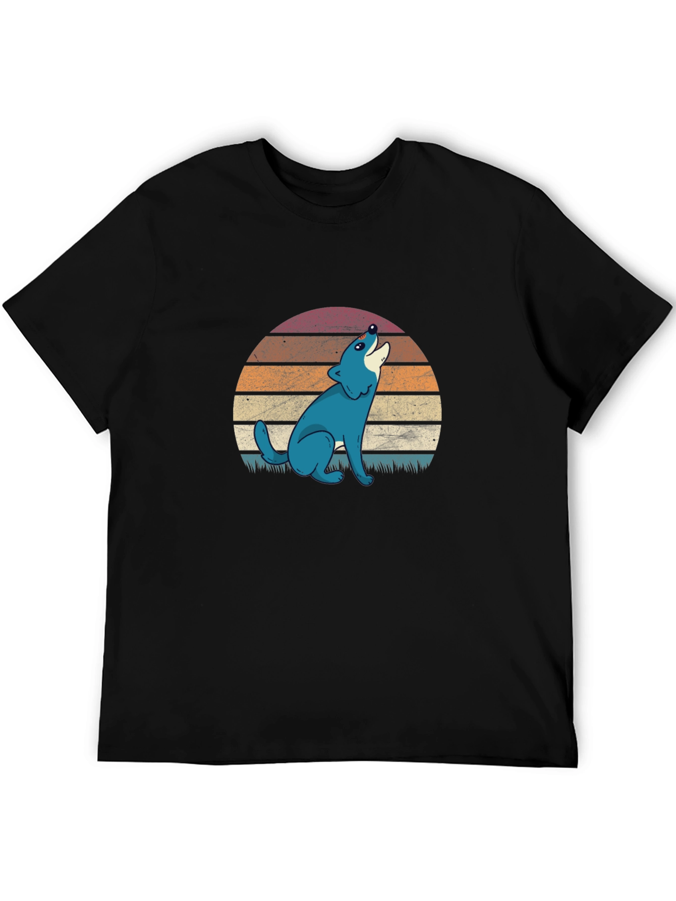 Retro Wolf Graphic T-Shirt - Black Cotton Tee