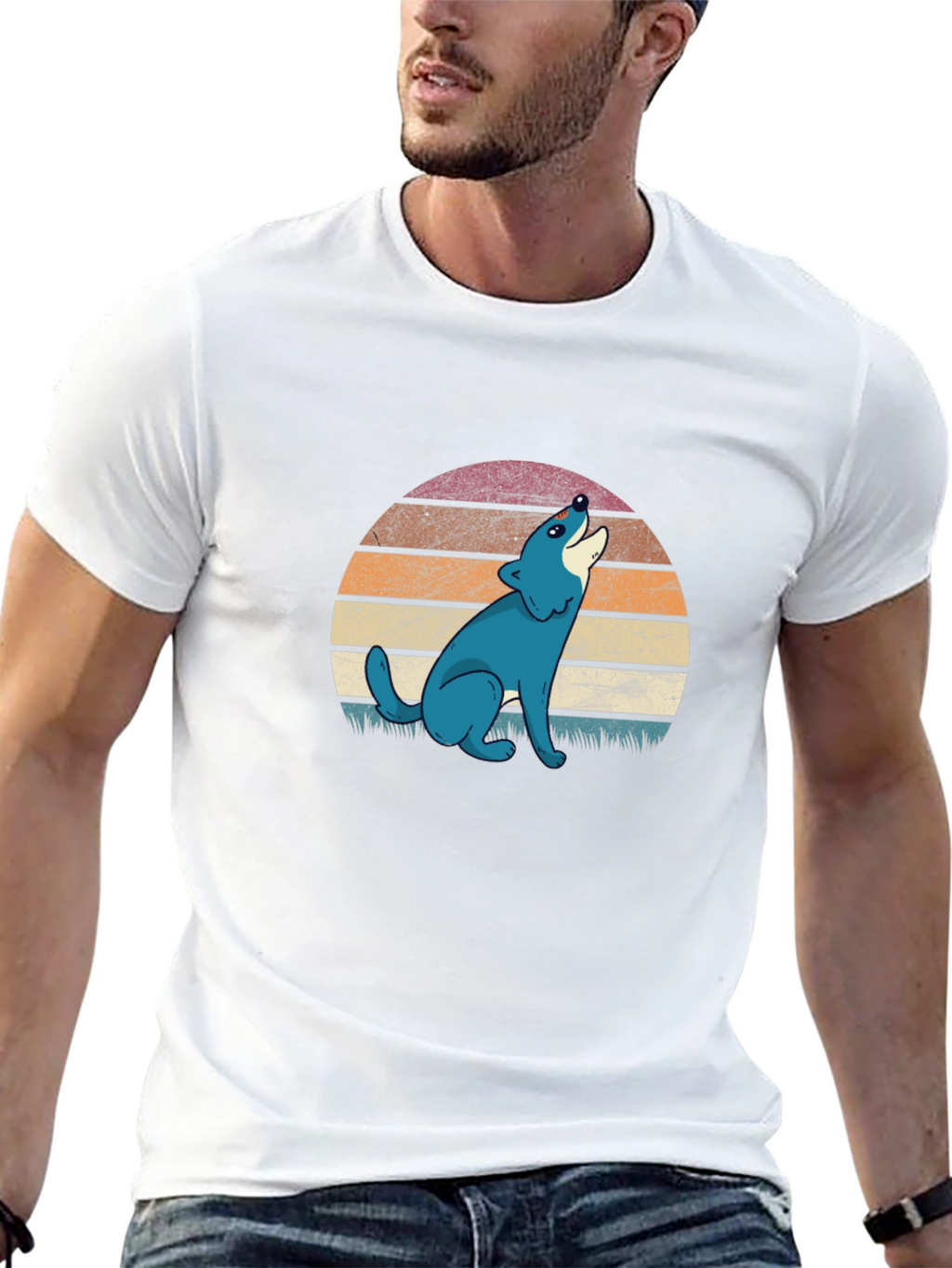Retro Wolf Graphic T-Shirt - Black Cotton Tee