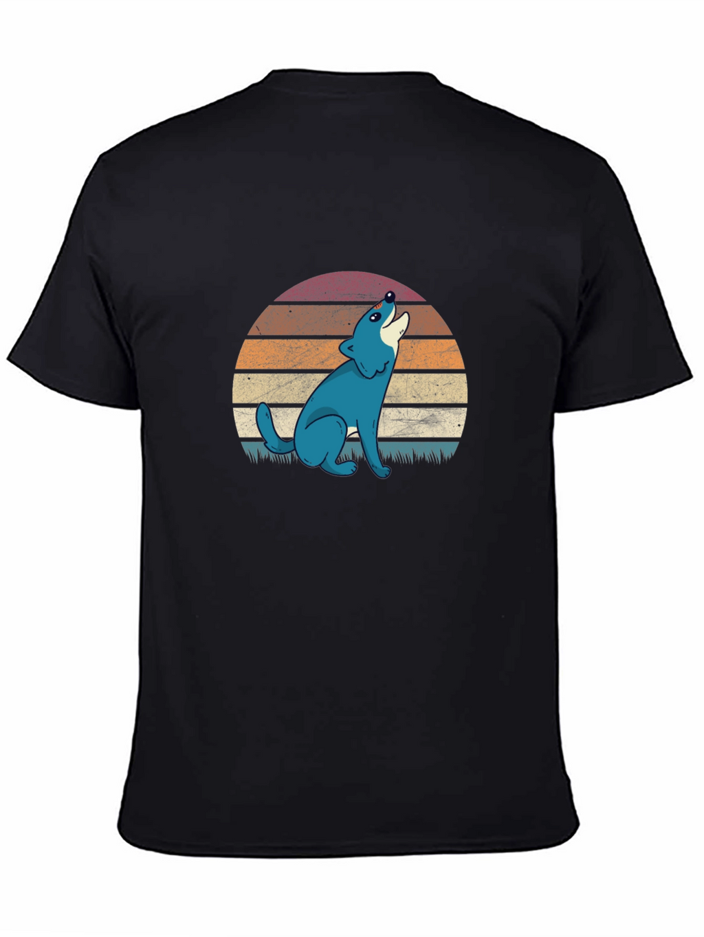Retro Wolf Graphic T-Shirt - Black Cotton Tee