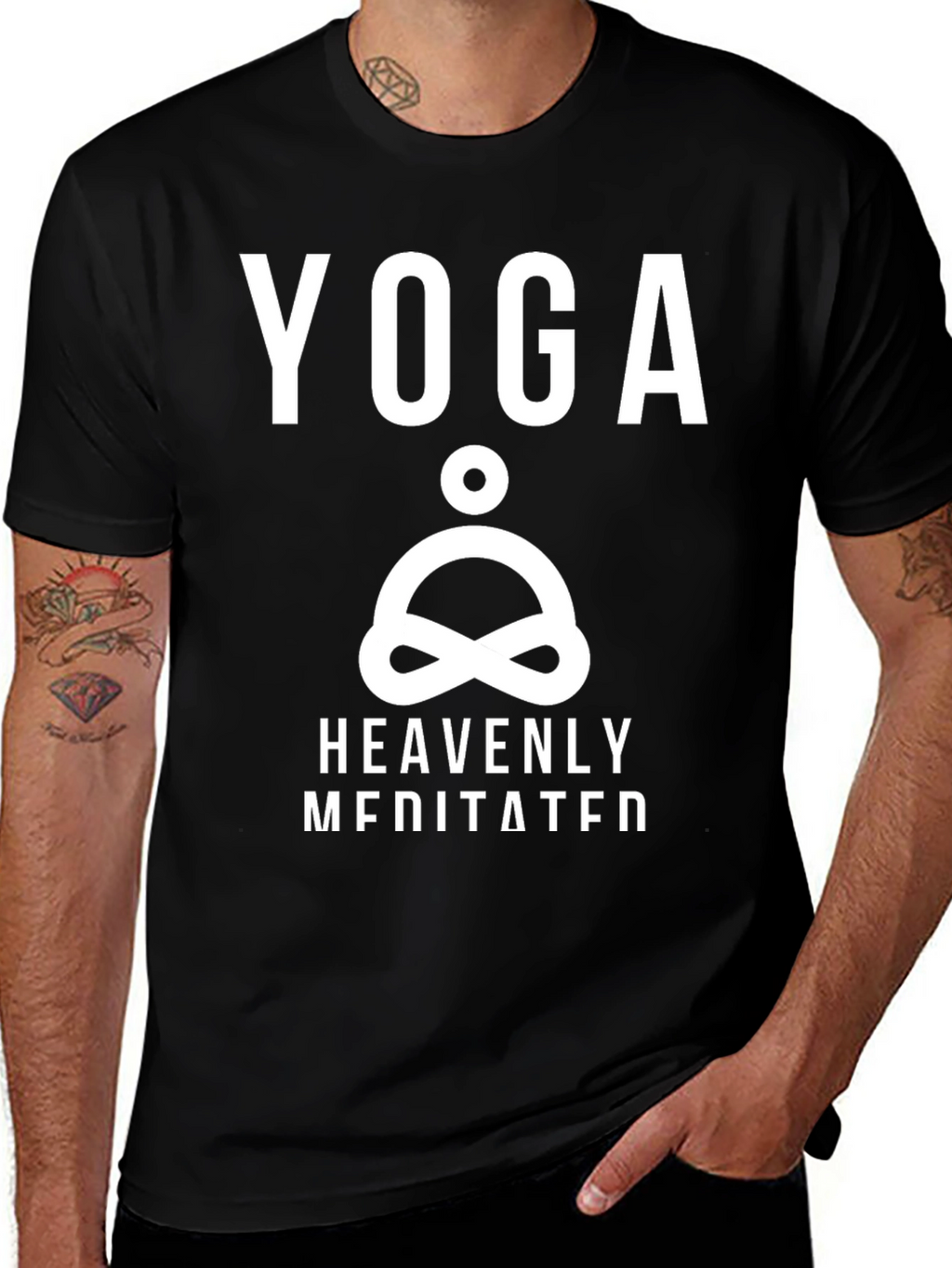 Yoga Heavenly Meditated Black Graphic T-Shirt