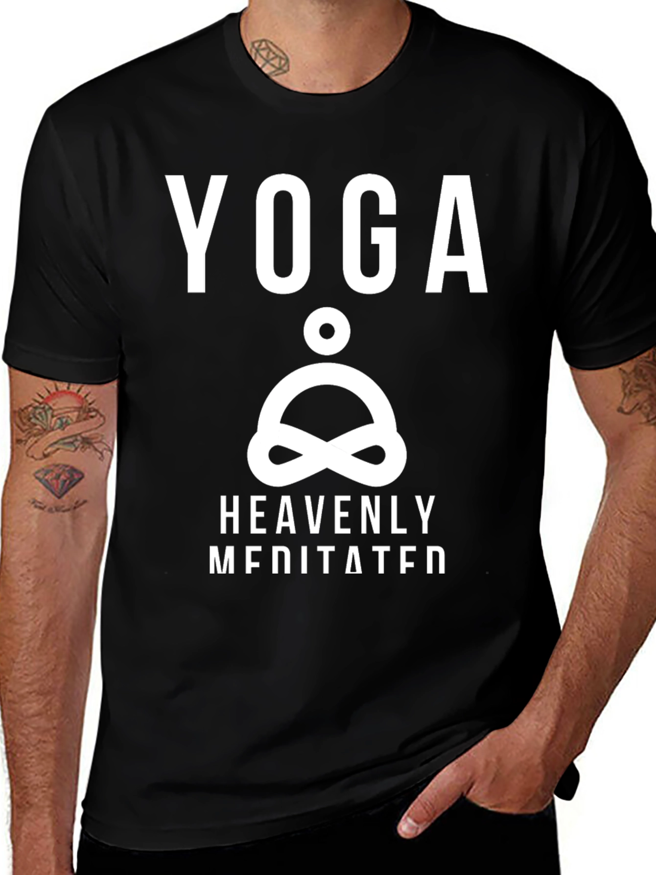 Yoga Heavenly Meditated Black Graphic T-Shirt