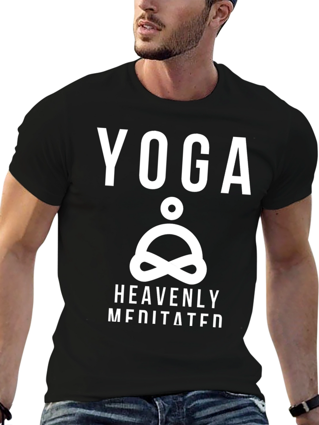 Yoga Heavenly Meditated Black Graphic T-Shirt