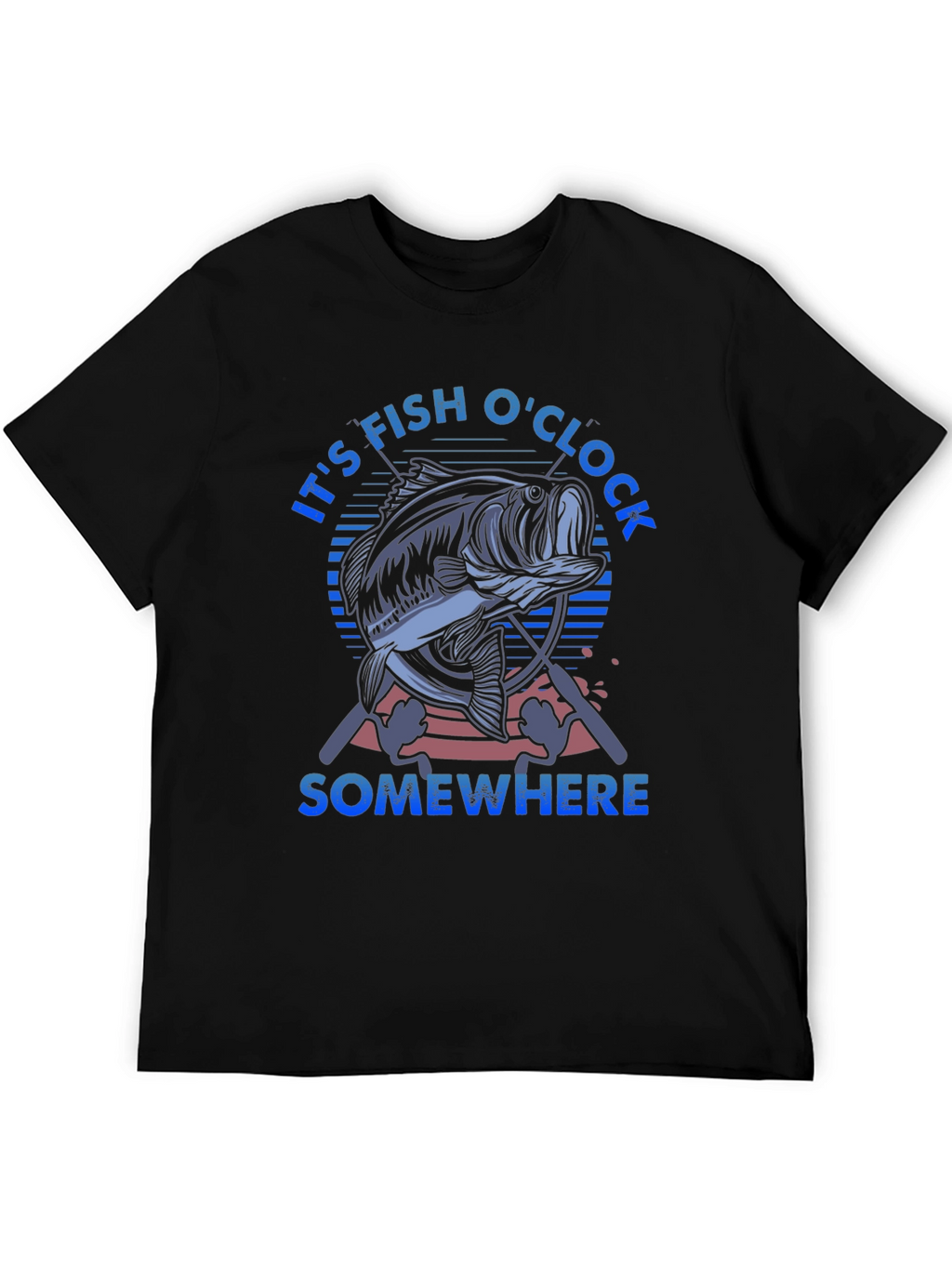 Its Fish OClock Somewhere Black T-Shirt