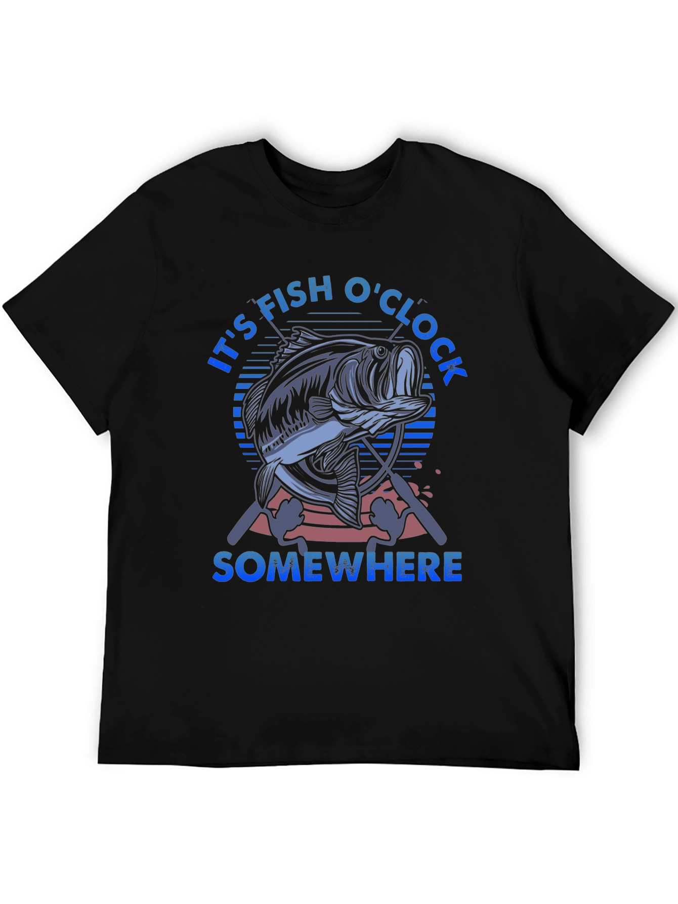 Its Fish OClock Somewhere Black T-Shirt