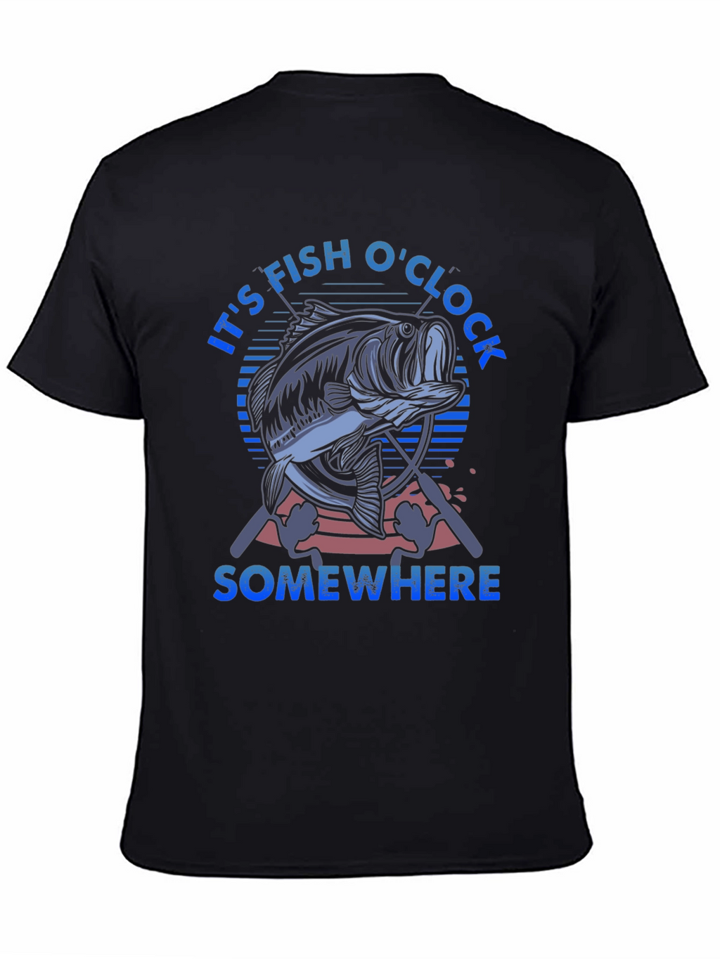 Its Fish OClock Somewhere Black T-Shirt