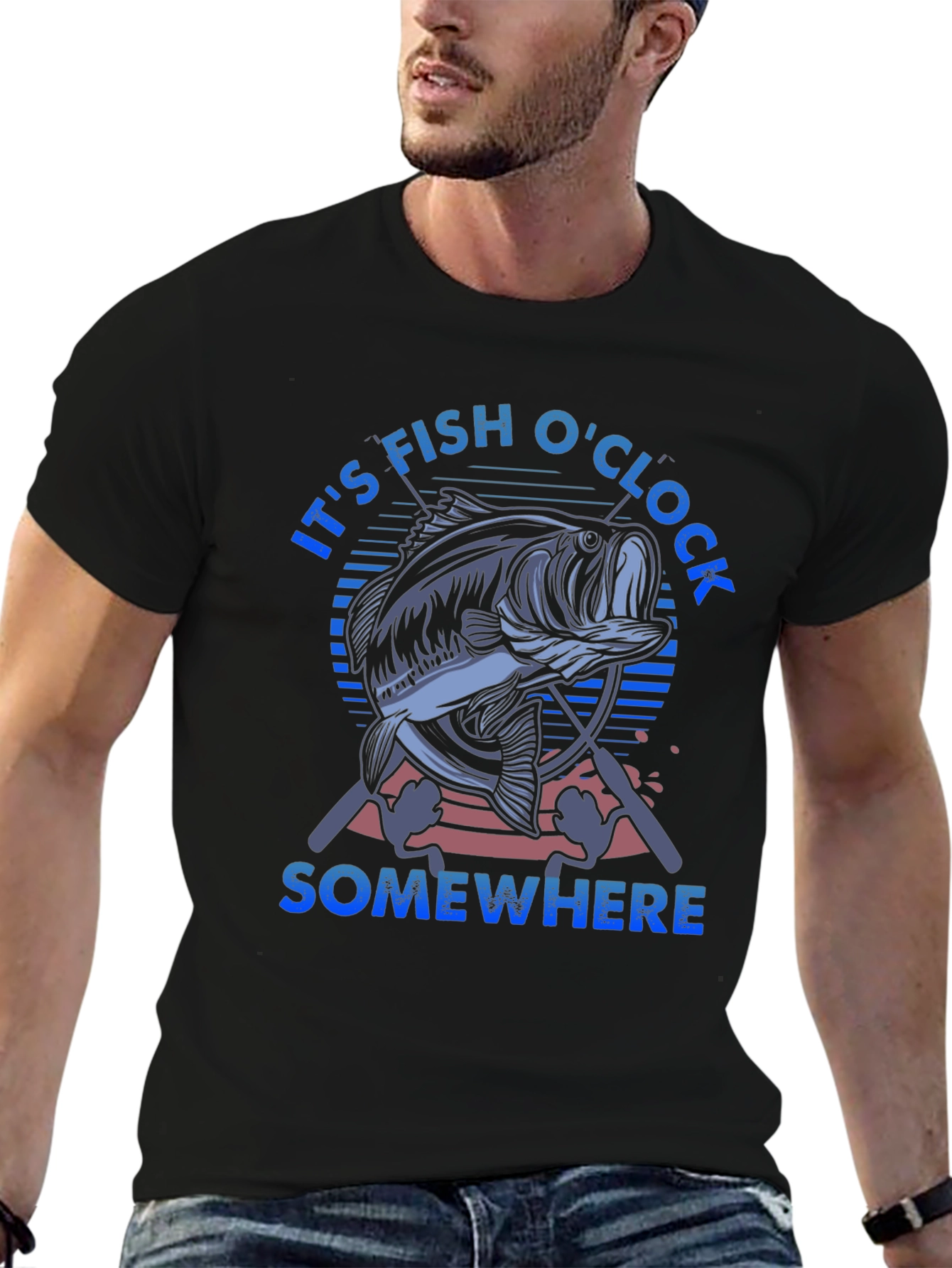 Its Fish OClock Somewhere Black T-Shirt