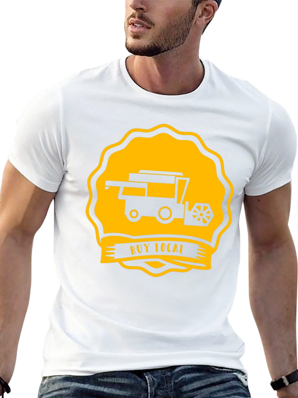 Buy Local Tractor Tee - Black Cotton T-Shirt