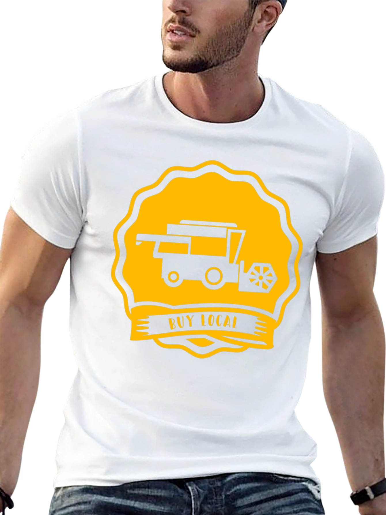 Buy Local Tractor Tee - Black Cotton T-Shirt