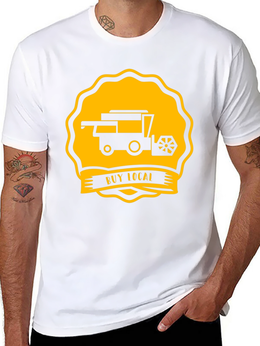 Buy Local Tractor Tee - Black Cotton T-Shirt