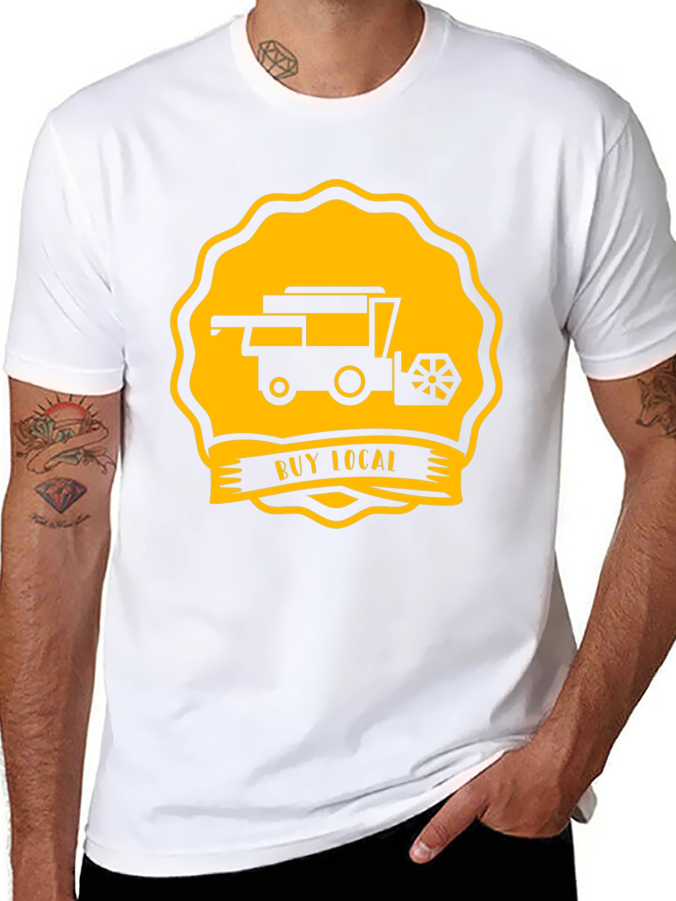 Buy Local Tractor Tee - Black Cotton T-Shirt