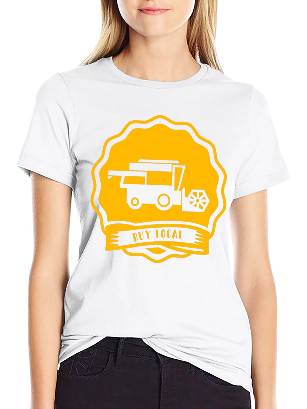 Buy Local Tractor Tee - Black Cotton T-Shirt