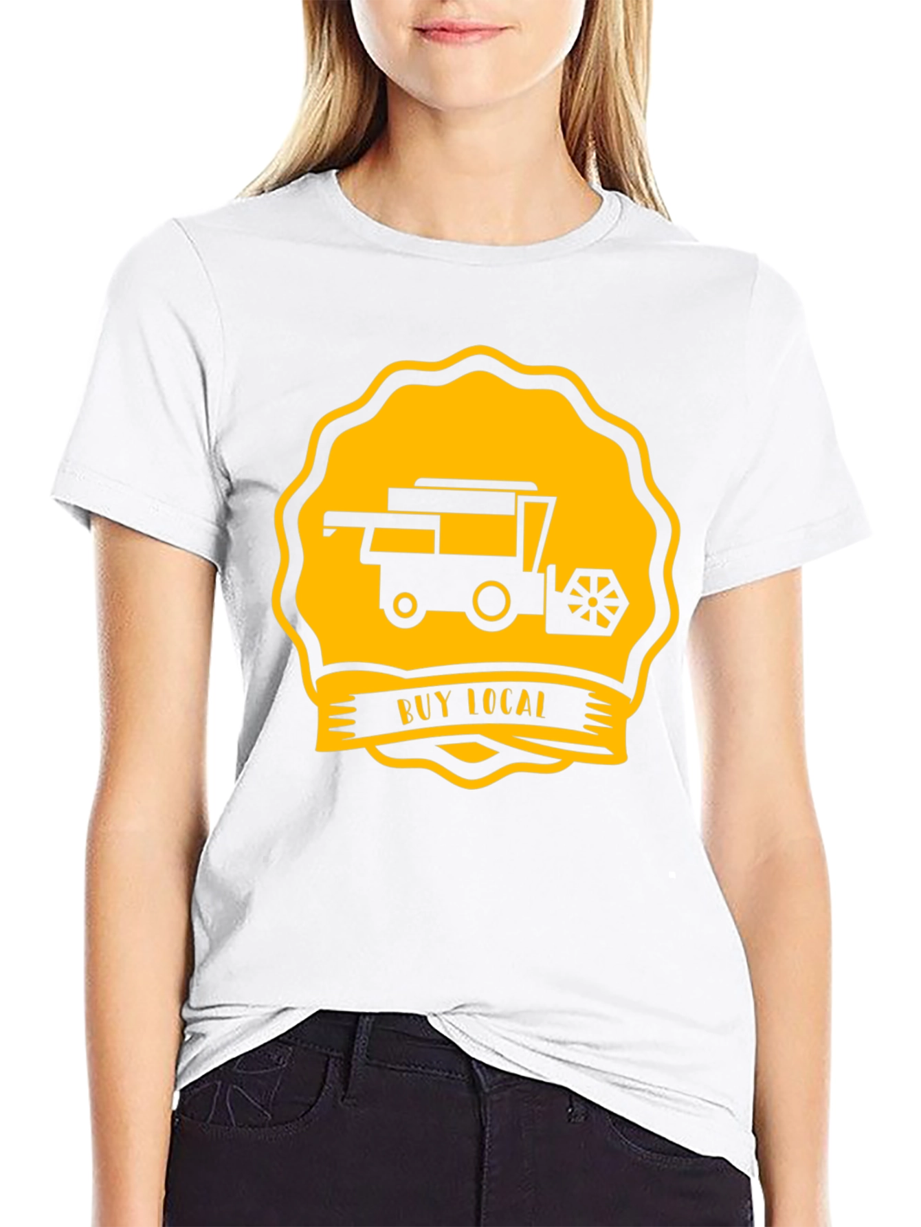 Buy Local Tractor Tee - Black Cotton T-Shirt