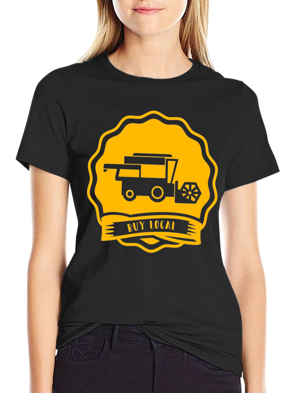 Buy Local Tractor Tee - Black Cotton T-Shirt