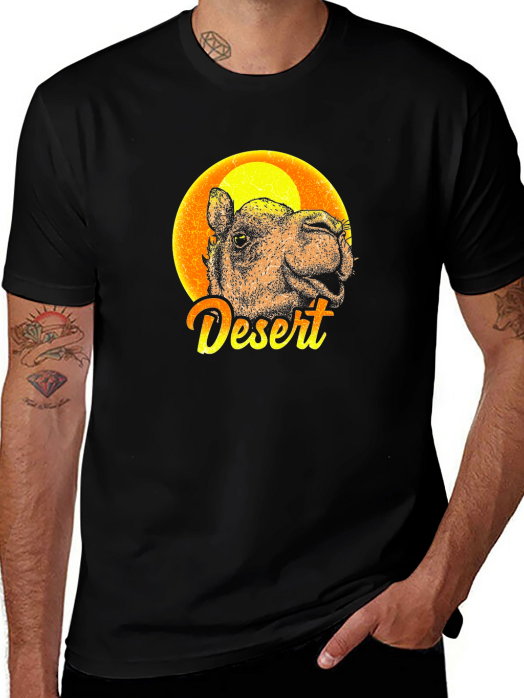Desert Camel Graphic Tee - Mens Black T-Shirt