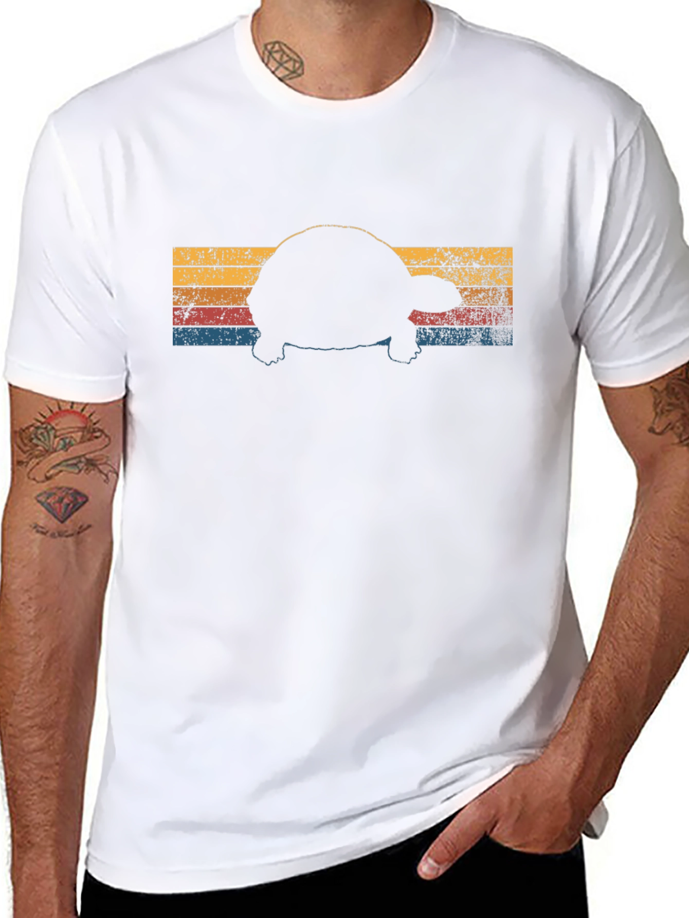 Retro Turtle Silhouette Black T-Shirt