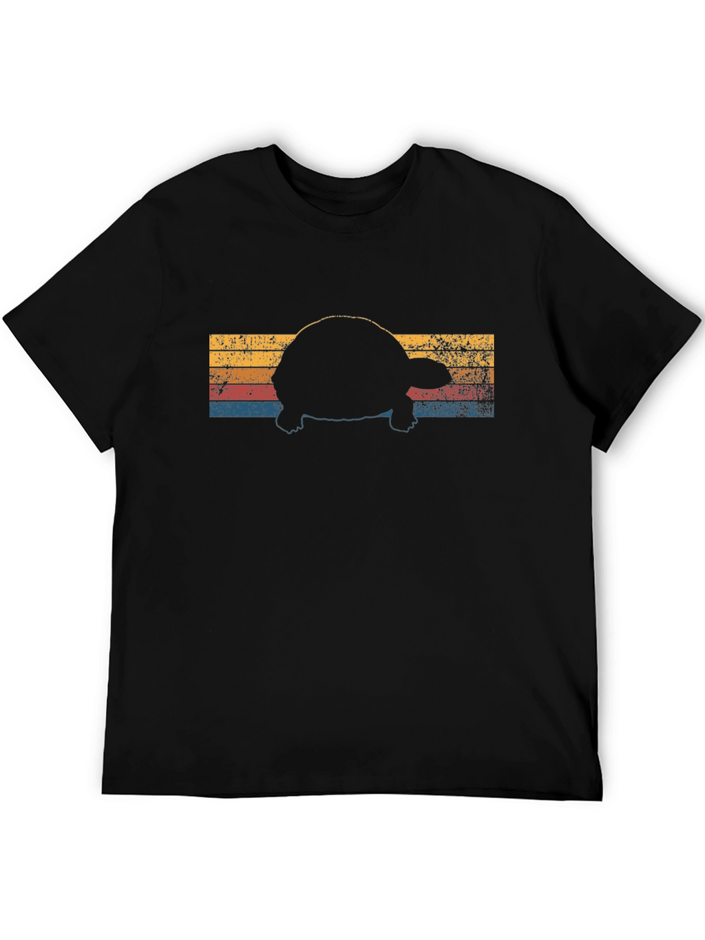 Retro Turtle Silhouette Black T-Shirt