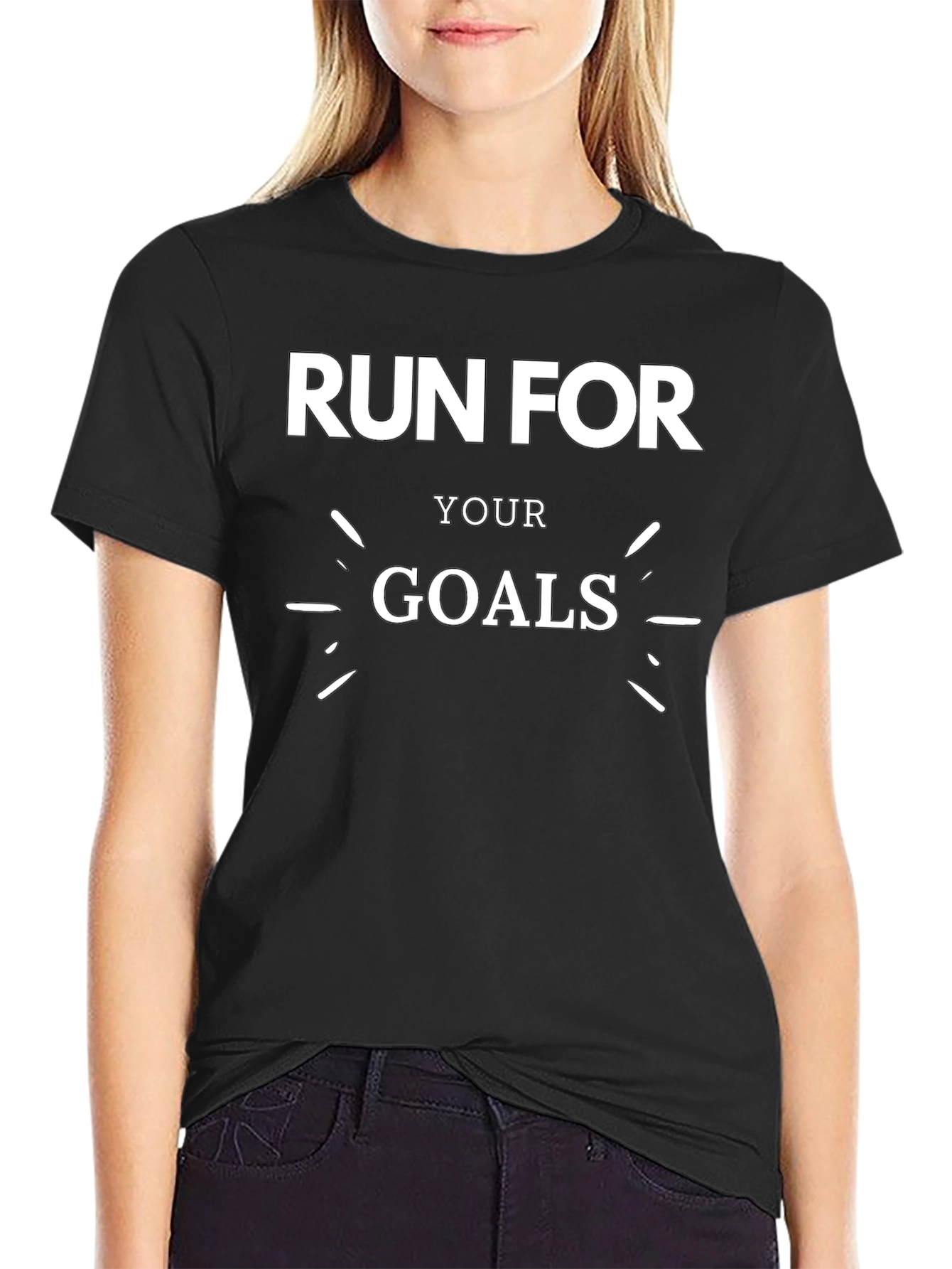 Run For Your Goals Black Graphic Tee