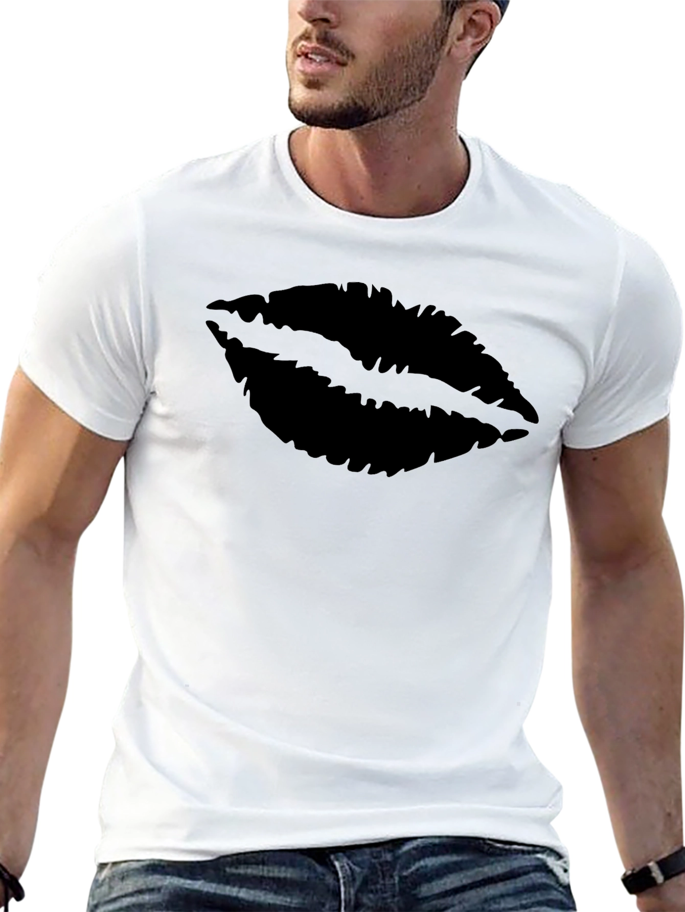 Statement Lips Graphic Black T-Shirt - Casual Tee