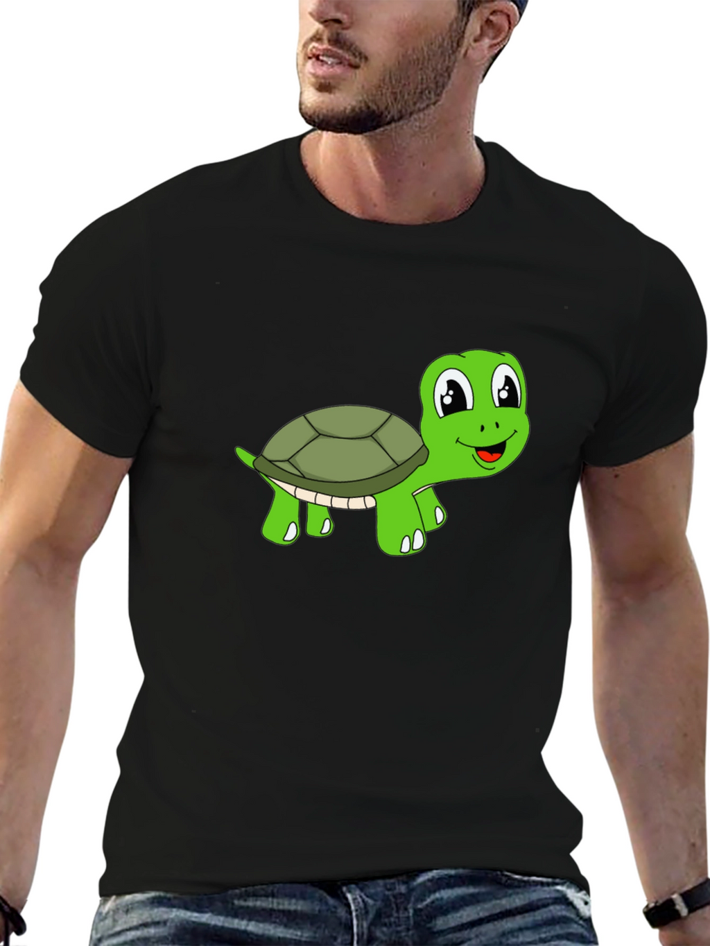 Cute Turtle Graphic T-Shirt - Black