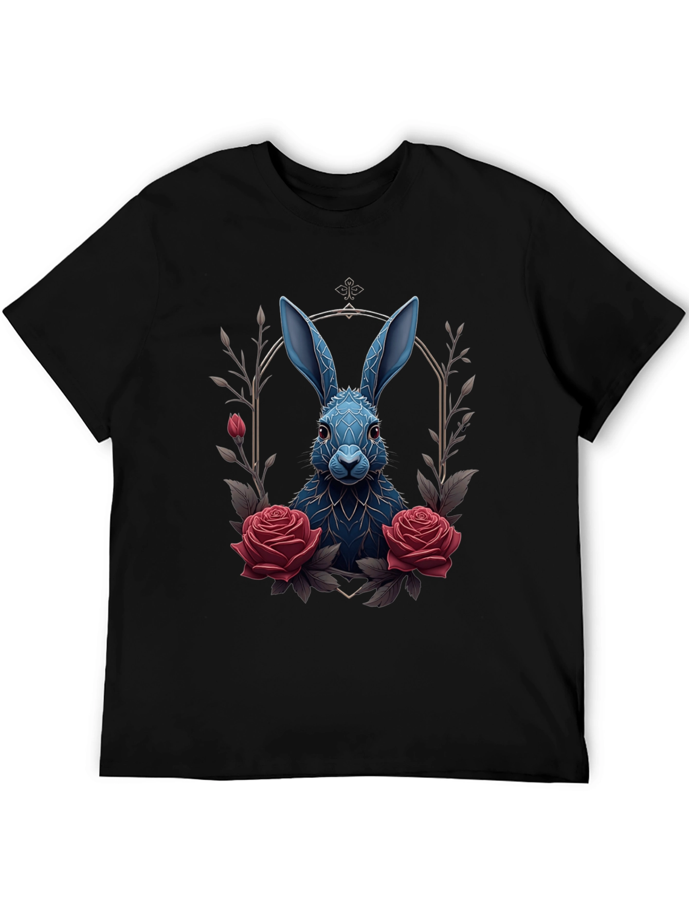 Gothic Rabbit Tee: Floral Frame Design