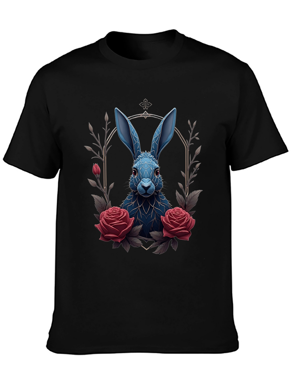 Gothic Rabbit Tee: Floral Frame Design