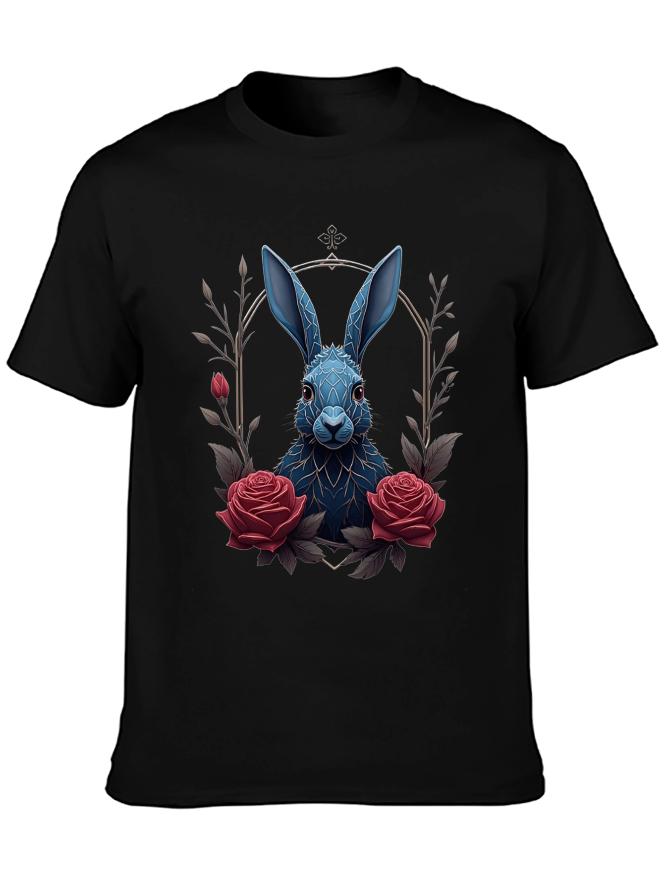 Gothic Rabbit Tee: Floral Frame Design