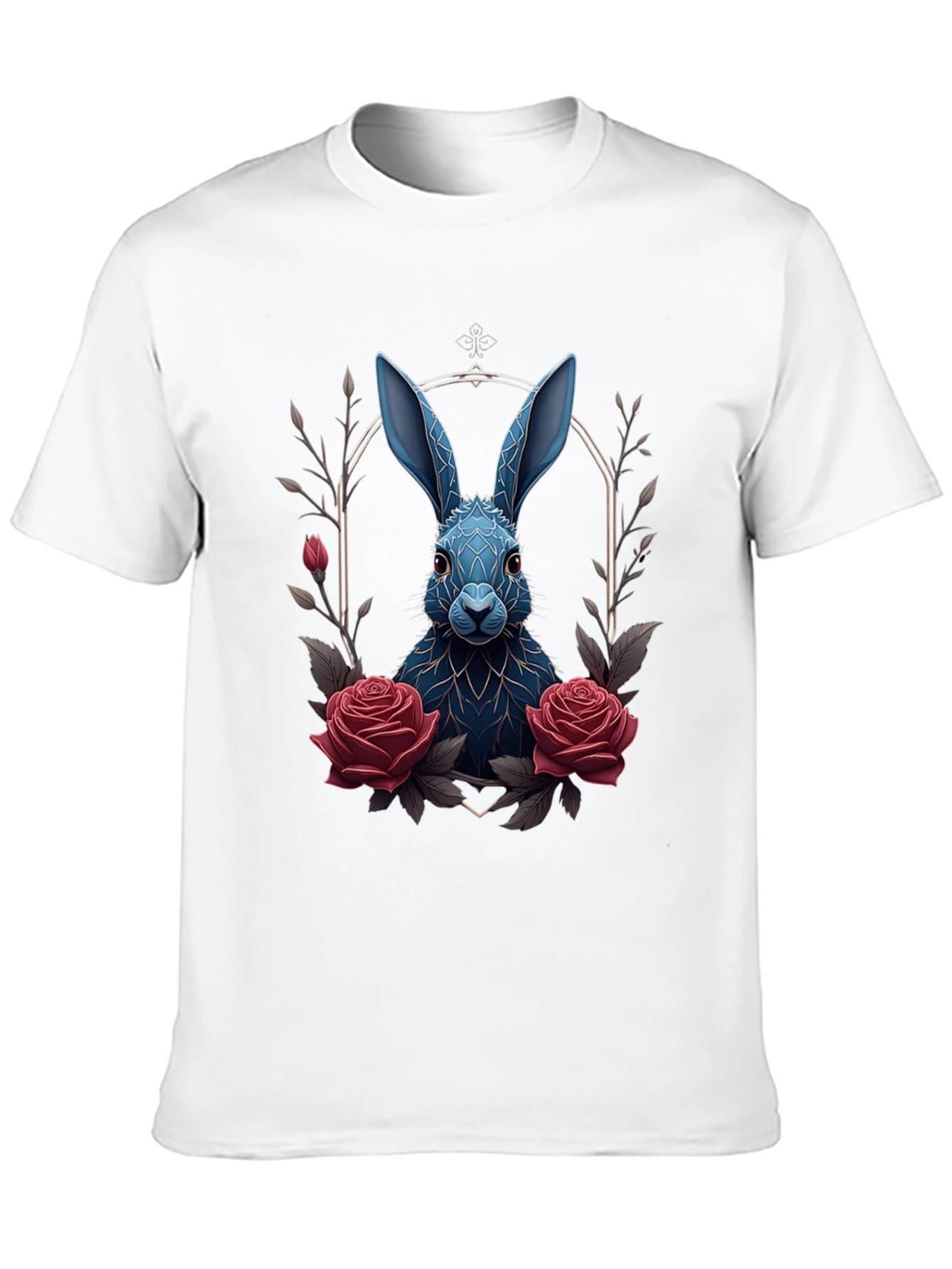 Gothic Rabbit Tee: Floral Frame Design