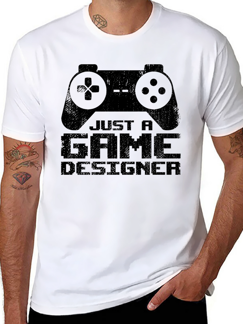 Just A Game Designer T-Shirt - Black Cotton Tee