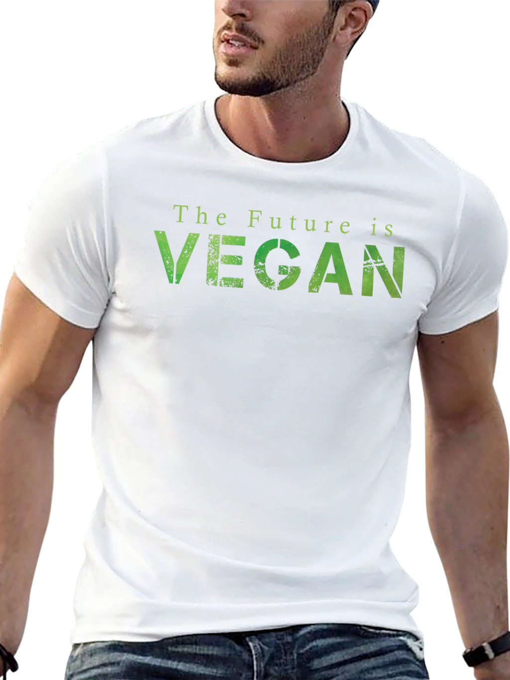 The Future is Vegan T-Shirt - Green Lettering