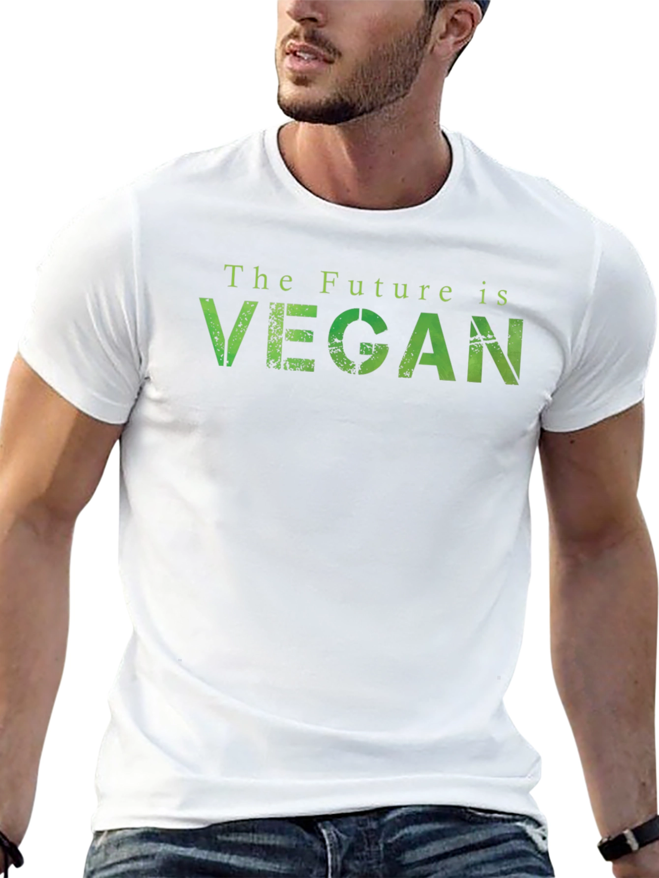 The Future is Vegan T-Shirt - Green Lettering