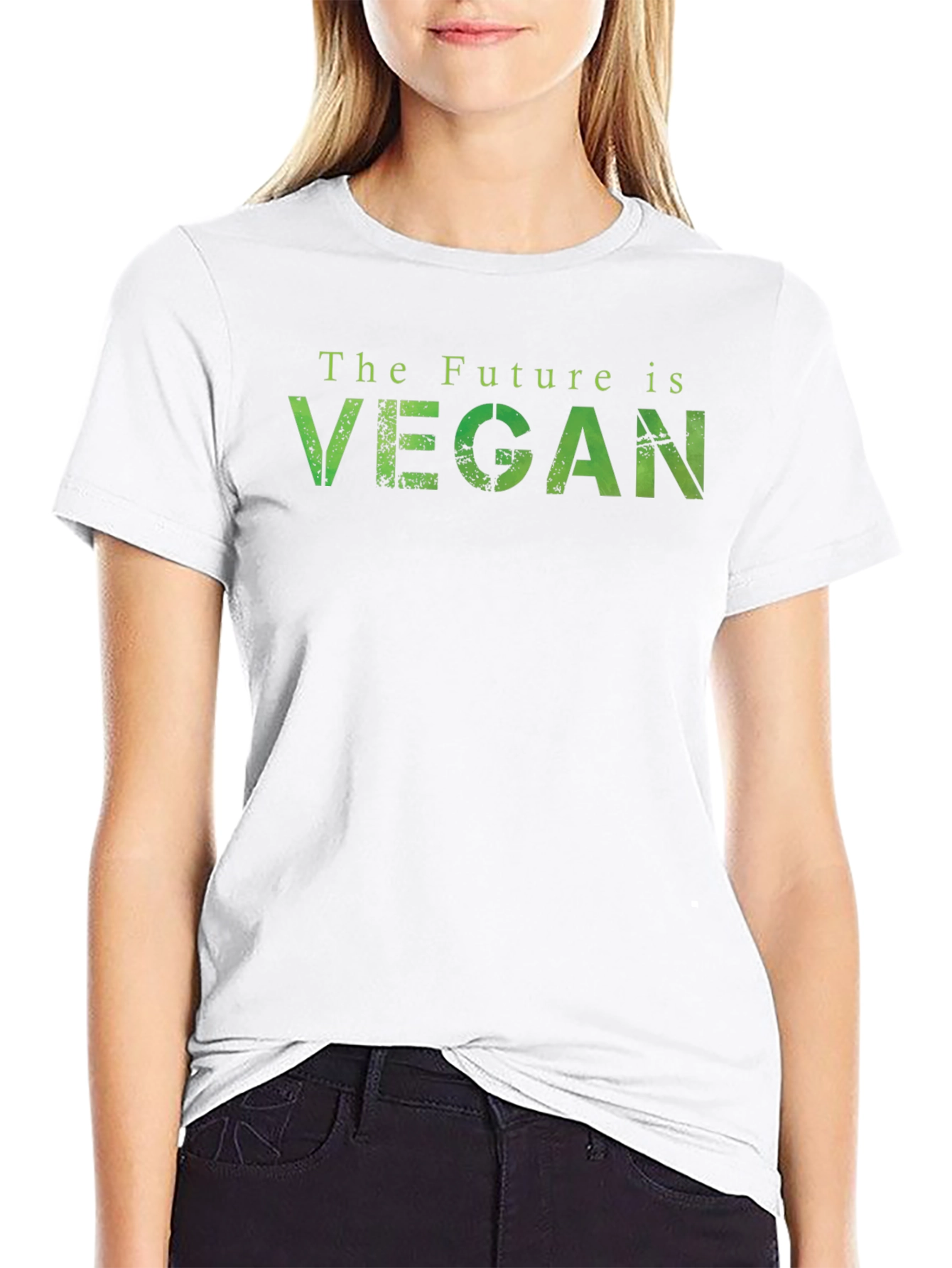 The Future is Vegan T-Shirt - Green Lettering