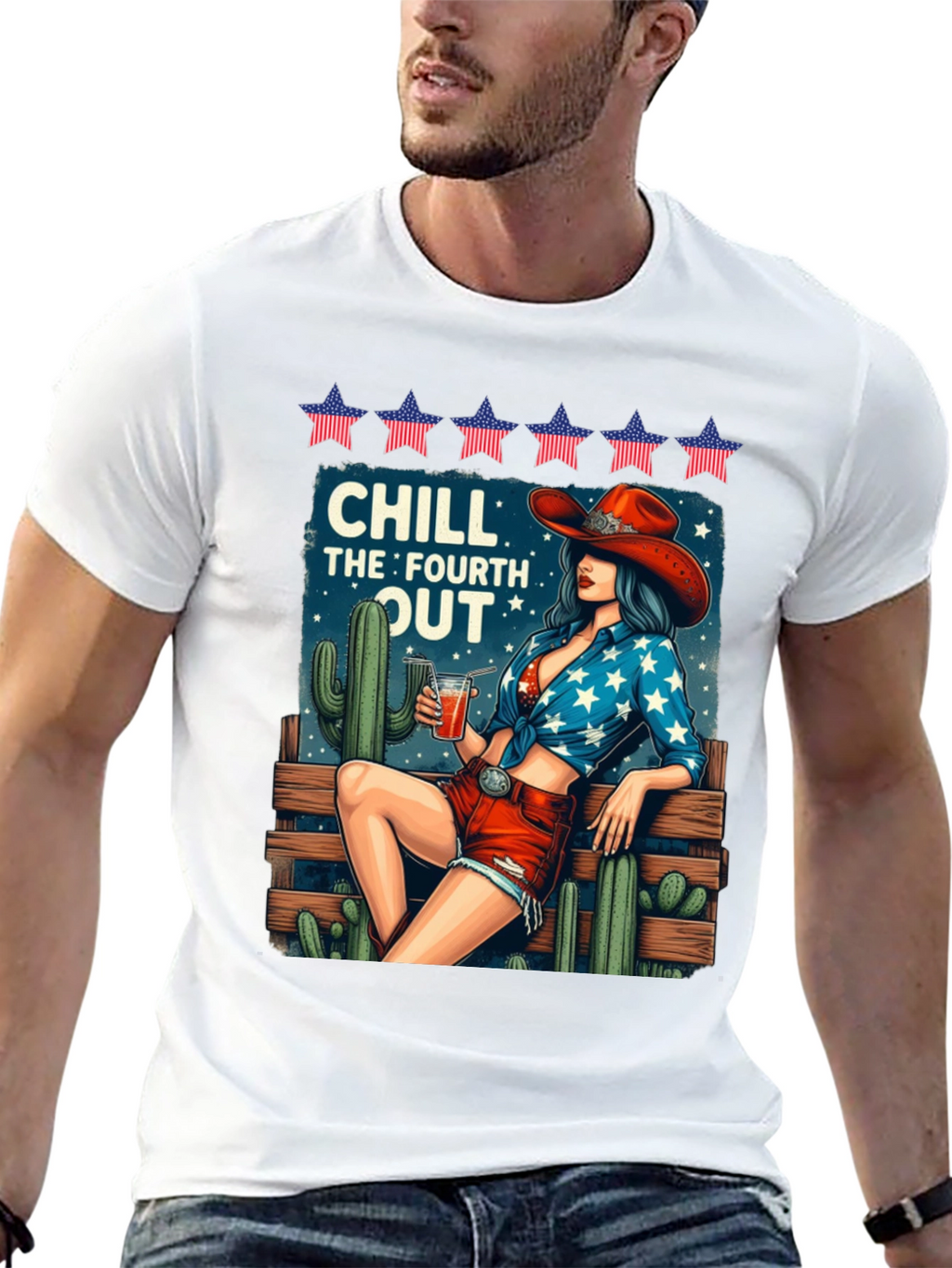 Chill Fourth Out T-Shirt - Patriotic Cowgirl Design
