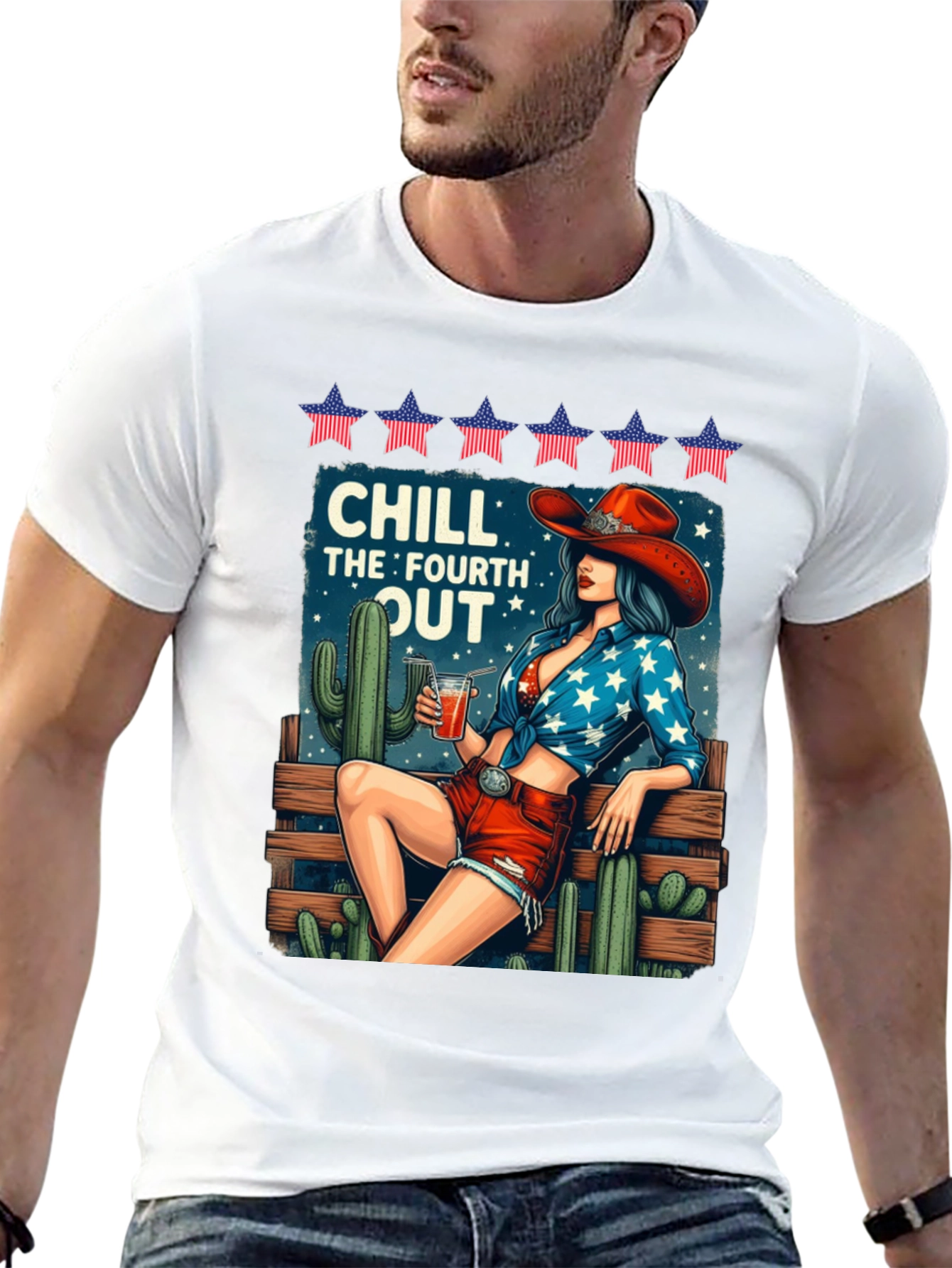 Chill Fourth Out T-Shirt - Patriotic Cowgirl Design