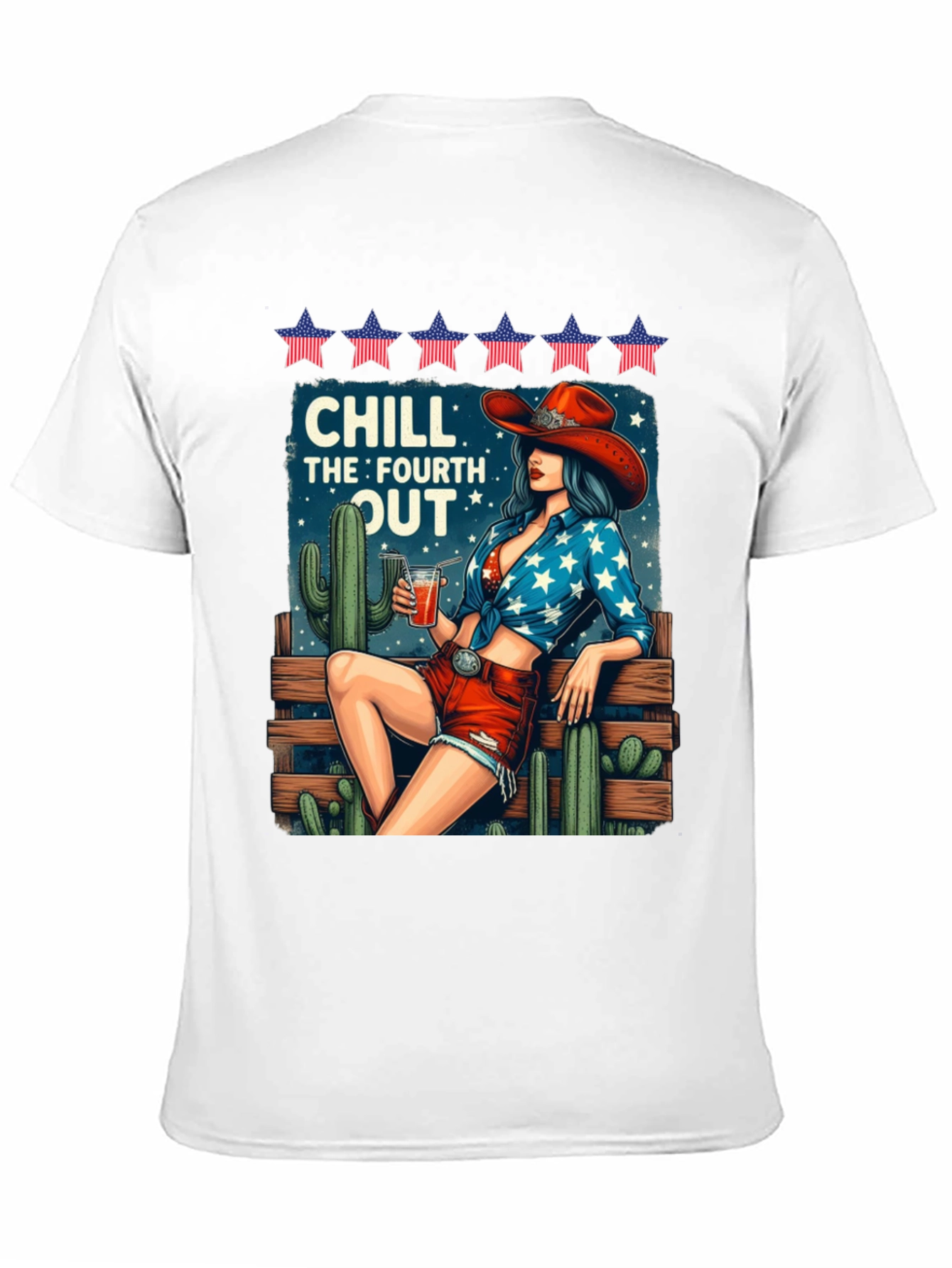 Chill Fourth Out T-Shirt - Patriotic Cowgirl Design