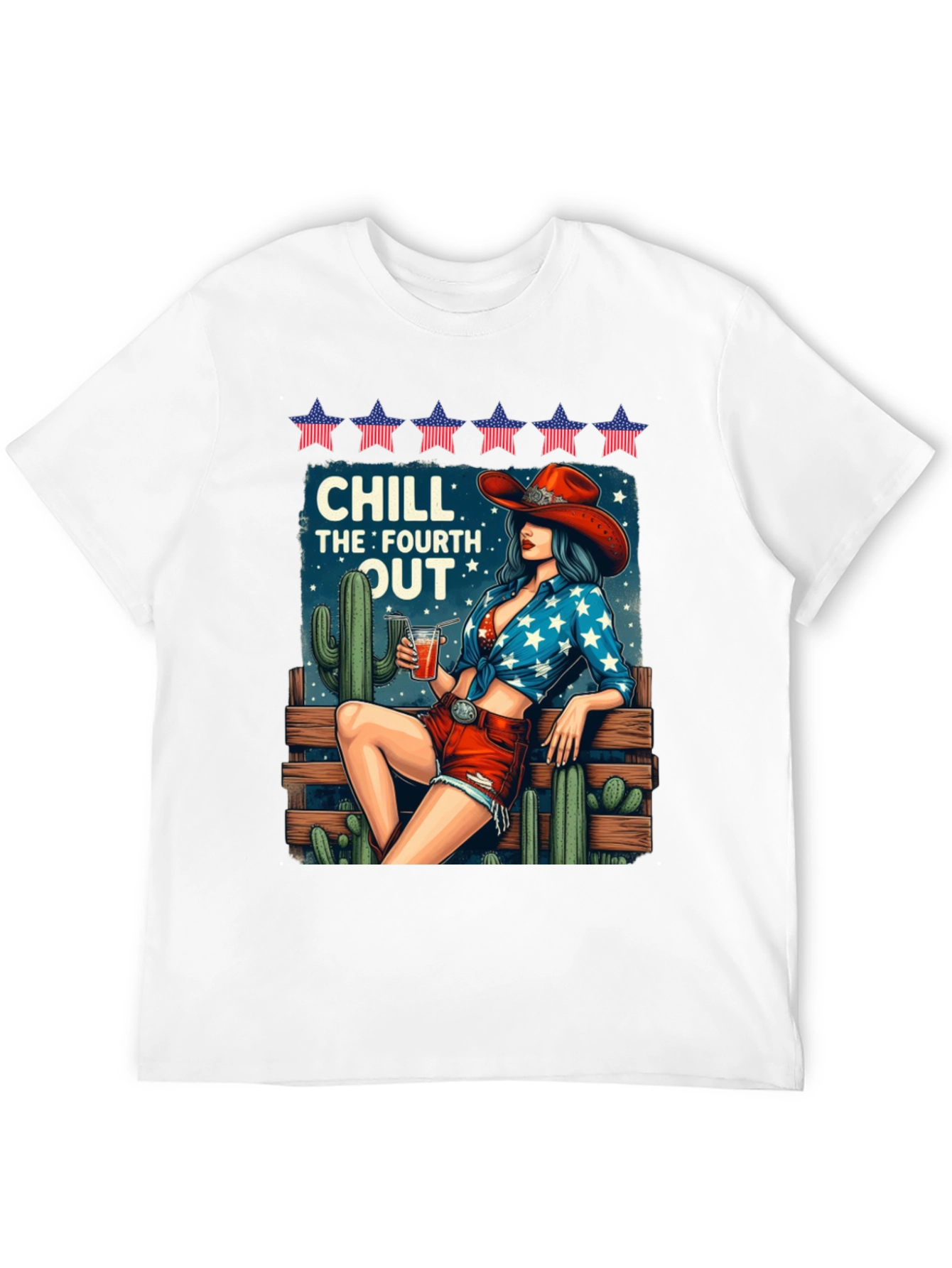 Chill Fourth Out T-Shirt - Patriotic Cowgirl Design