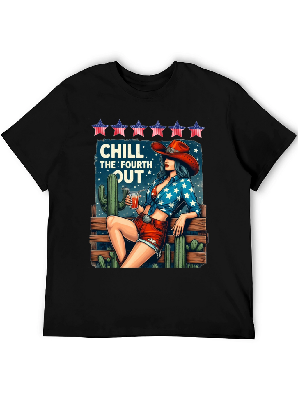 Chill Fourth Out T-Shirt - Patriotic Cowgirl Design