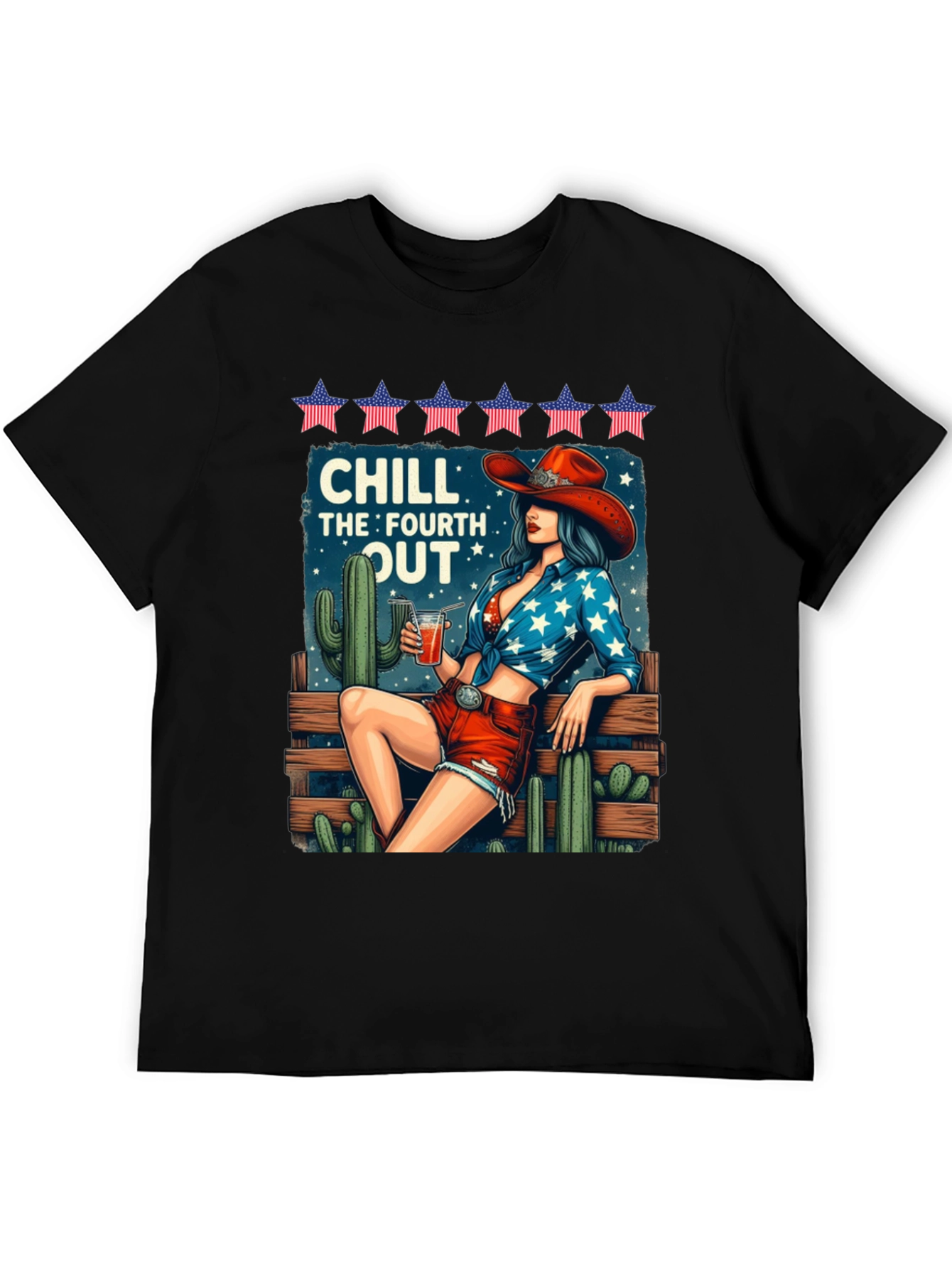 Chill Fourth Out T-Shirt - Patriotic Cowgirl Design