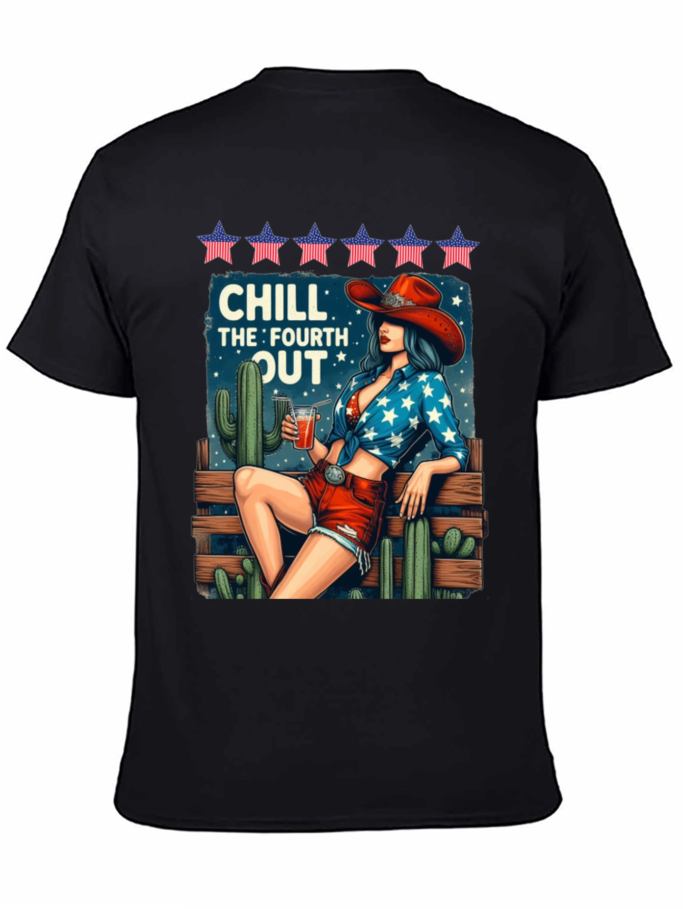 Chill Fourth Out T-Shirt - Patriotic Cowgirl Design