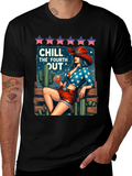 Chill Fourth Out T-Shirt - Patriotic Cowgirl Design