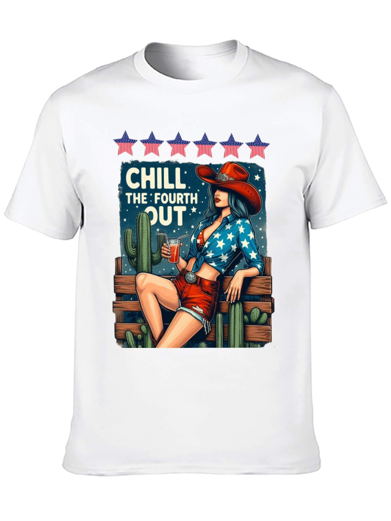 Chill Fourth Out T-Shirt - Patriotic Cowgirl Design