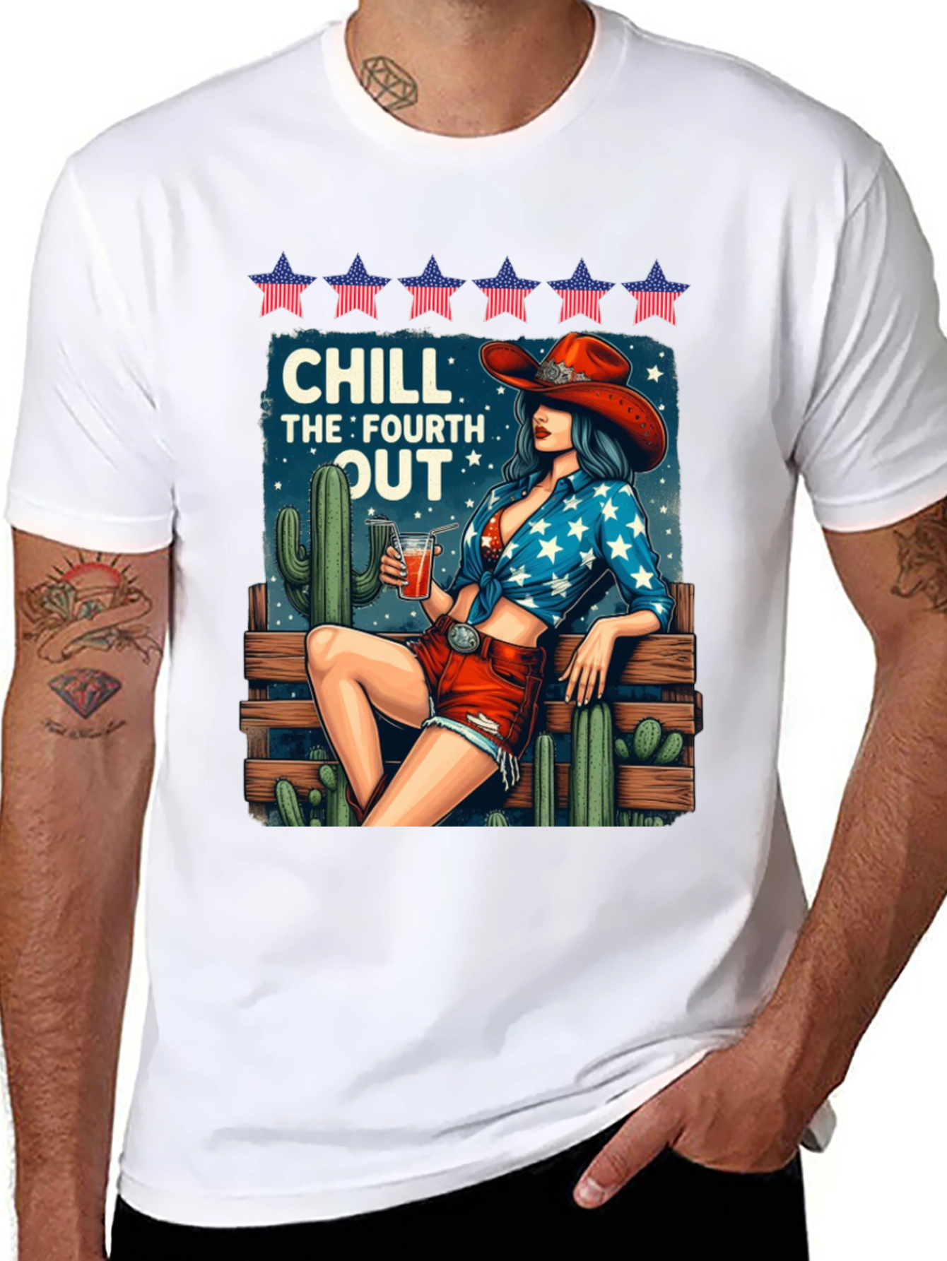 Chill Fourth Out T-Shirt - Patriotic Cowgirl Design
