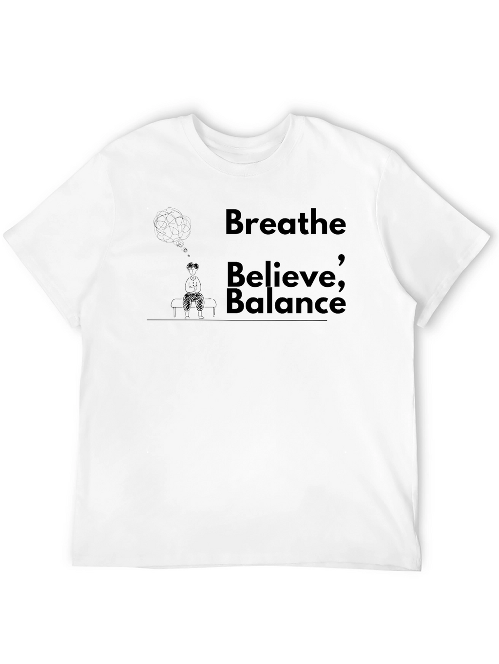Breathe Believe Balance Black Graphic Tee