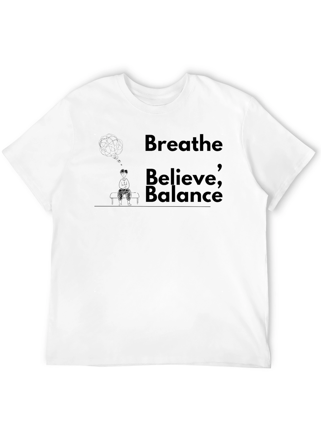Breathe Believe Balance Black Graphic Tee