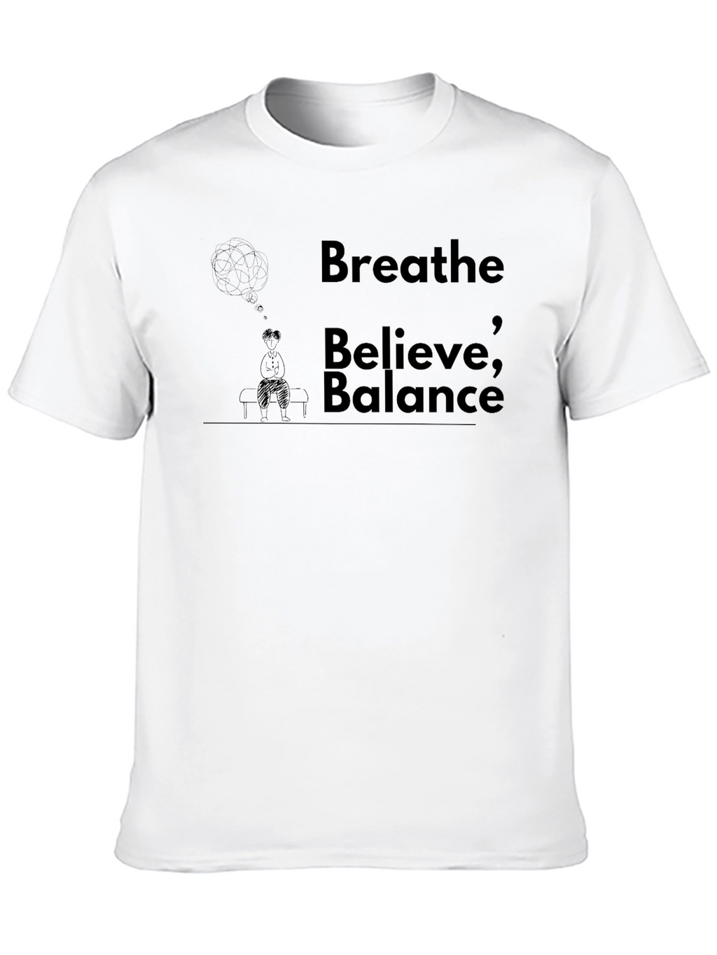 Breathe Believe Balance Black Graphic Tee